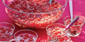 Raspberries soup with Fruit Garden