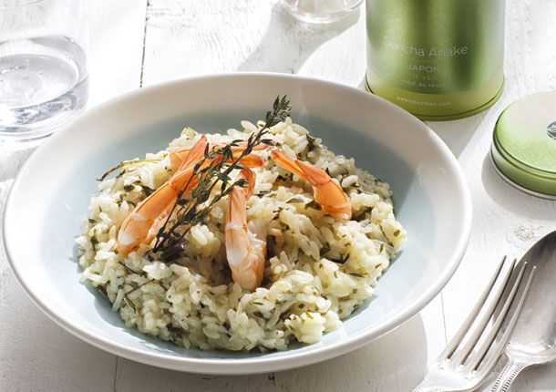 Risotto with Sencha Ariake and Prawns