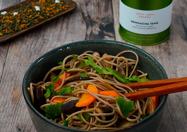 Wok de Soba aux légumes Genmaicha Yama