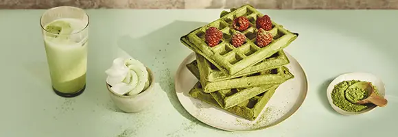 Gaufres et chantilly au Matcha